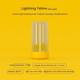 Lightning yellow LED light with warm yellow glow, cylindrical ABS PC body on yellow background