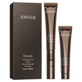 Brown eyecare purifying cream tubes with matching box, sleek metallic finish, modern style.