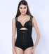 Woman wearing black zip-up shapewear vest with adjustable straps and a slim fit