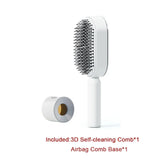 White 3D self-cleaning hair comb with airbag comb base, modern minimalist design