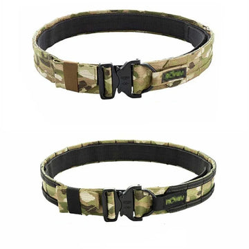 Camouflage utility belt with quick-release buckle, adjustable fit, durable nylon material