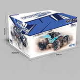 Box with off-road remote control car, blue and black design, 4WD, 1:16 scale, sporty style