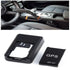 Anti-theft car steering wheel lock with black fabric cover and portable GPS tracker device.