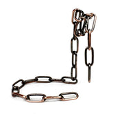 Chunky metal chain necklace in bronze with oversized oval links on white background.