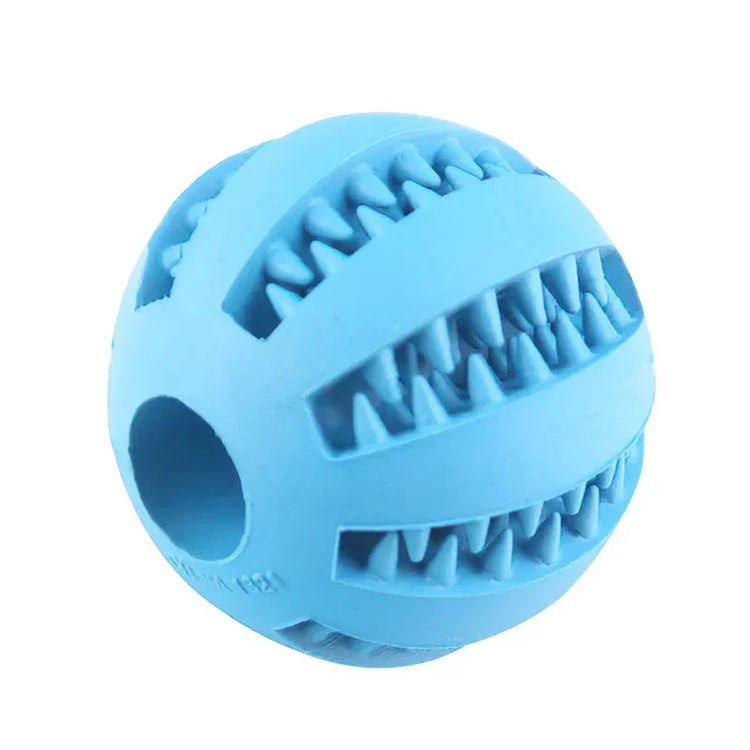 Blue rubber spiked ball with textured grooves, durable material, streetwear accessory style.