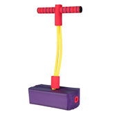 Foam pogo jumper with purple base, yellow cords, and red handle for kids&