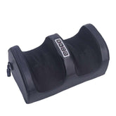 Black ergonomic memory foam pillow with textured sides and control buttons, modern design