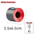 Cylindrical airbag comb base in black and red plastic, compact 5.5x6.5cm size, holder for hairbrush.