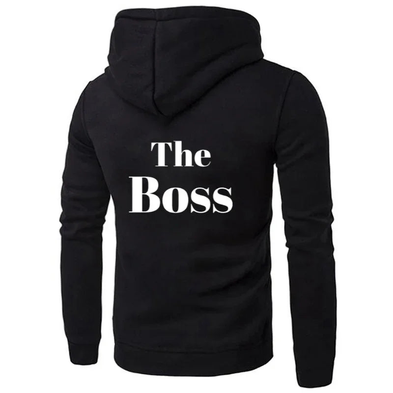 Black hoodie with bold white &