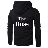Black hoodie with bold white &