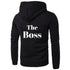 Black hoodie with bold white &