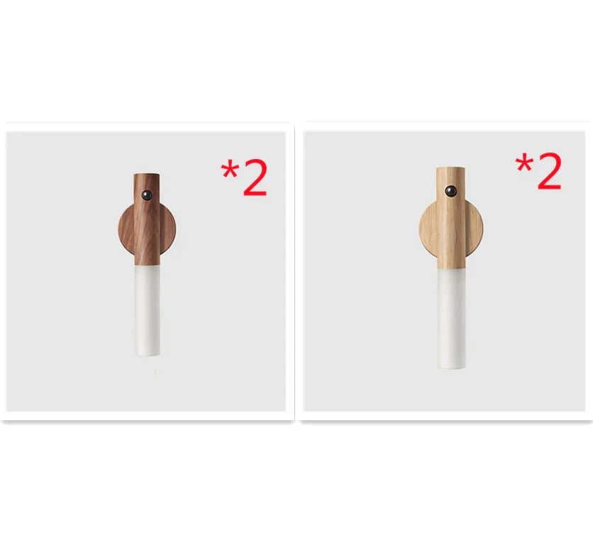 Two sets of modern wooden wall hooks in dark and light wood finishes, minimalist design
