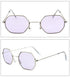 Octagon sunglasses with light purple lenses, silver metal frame, minimalist modern style.
