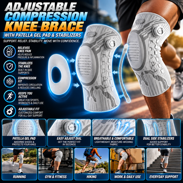 Adjustable Compression Knee Brace with Patella Pad – Single