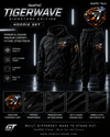 Black TigerWave signature edition men's hoodie with drawstrings, tiger logo, camouflage pattern, soft warm fabric, front pocket
