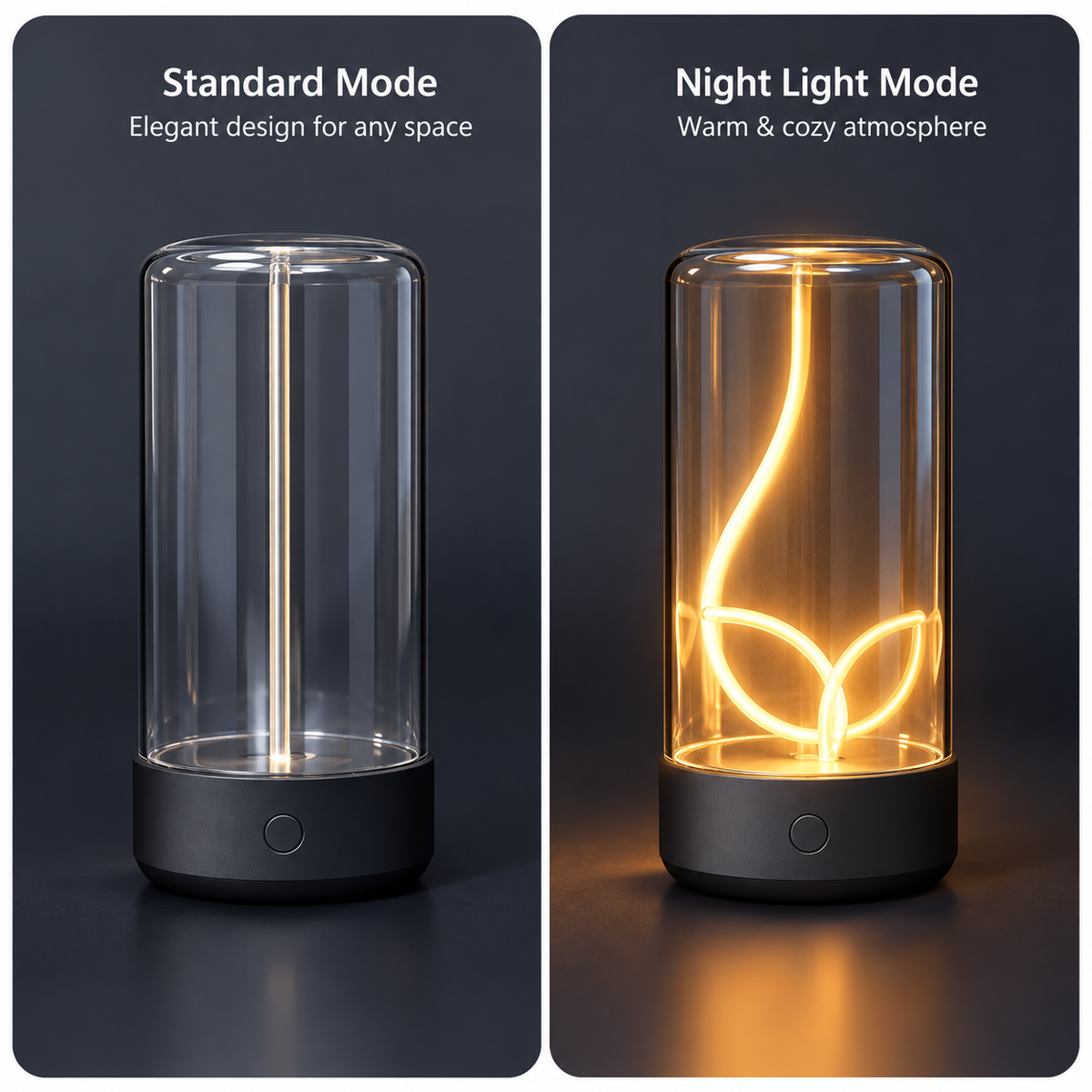 LED night light with adjustable color temperature options including cool white, natural white, and warm white, featuring touch control and compact size