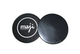 Pair of round black sliding exercise discs with smooth and textured surfaces