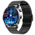 Futuristic black metal smart watch with digital health tracking display and modern fit