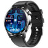 Black silicone strap smartwatch with round face, digital health tracking display