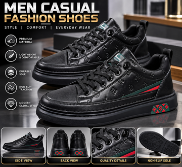 Men’s Casual Lace-Up Sneakers – Black or White
