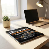 Modern home office desk with an open laptop, reading lamp, succulent plant, and a tablet displaying &