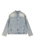 Light blue denim jacket on a white background