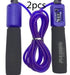 Purple jump rope with foam padded handles and built-in digital counter, set of two