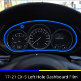 Car dashboard film for 2017-2021 CX-5, illuminated with a blue outline, left hole design