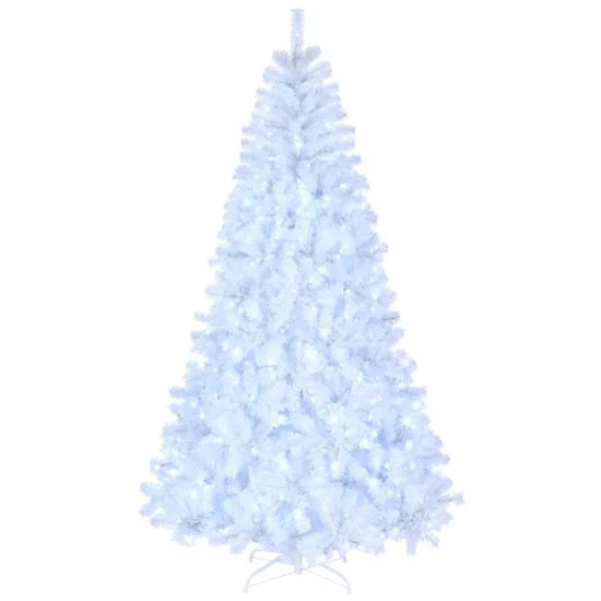 FCH 7ft 1346 Branches Automatic Tree Structure PVC Material 500 Lights Cool Color 8 Modes Christmas Tree White