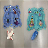 Colorful foam puzzle play mats with cartoon space and ocean themes, includes toy plane and boat.