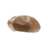 Beige faux leather beret with smooth finish and relaxed fit, modern streetwear style