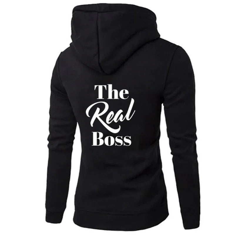 Black hooded sweatshirt with &