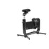 Compact black and silver exercise bike with adjustable cushioned seat and sturdy frame