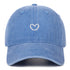 Retro small love embroidered blue cotton soft top peaked cap with adjustable dome crown