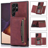 Brown leather wallet phone case with card slots, slim fit, for smartphone protection.
