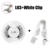 Pair of black false eyelashes in clear case with white plastic applicator tool