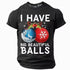 Black short sleeve t-shirt with Christmas ornament graphic and humorous text, regular fit.