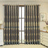 Elegant gray and gold patterned blackout curtains with floral design, grommet top, modern fit