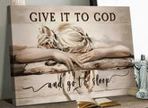Canvas wall art with woman in neutral-toned clothing resting, inspirational quote, home decor
