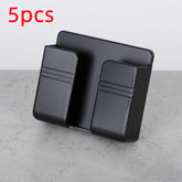 Black plastic dual-slot wall mount holder on gray surface, minimalist design, set of 5.