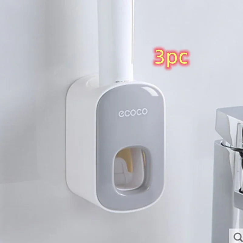 Modern wall-mounted gray and white plastic dispenser for kitchen or bathroom organization