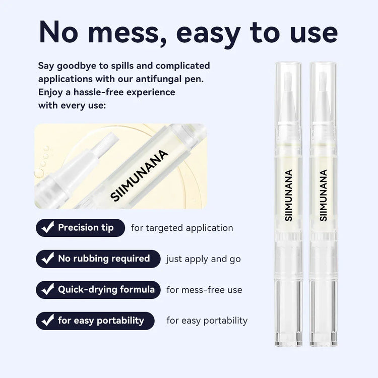 Clear antifungal application pen with precision tip, labeled SIMUNANA, easy to use and portable