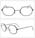 Geometric black metal frame eyeglasses with octagonal lenses and slim arms