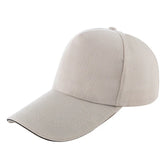 Beige cotton baseball cap with curved brim and classic fit on white background