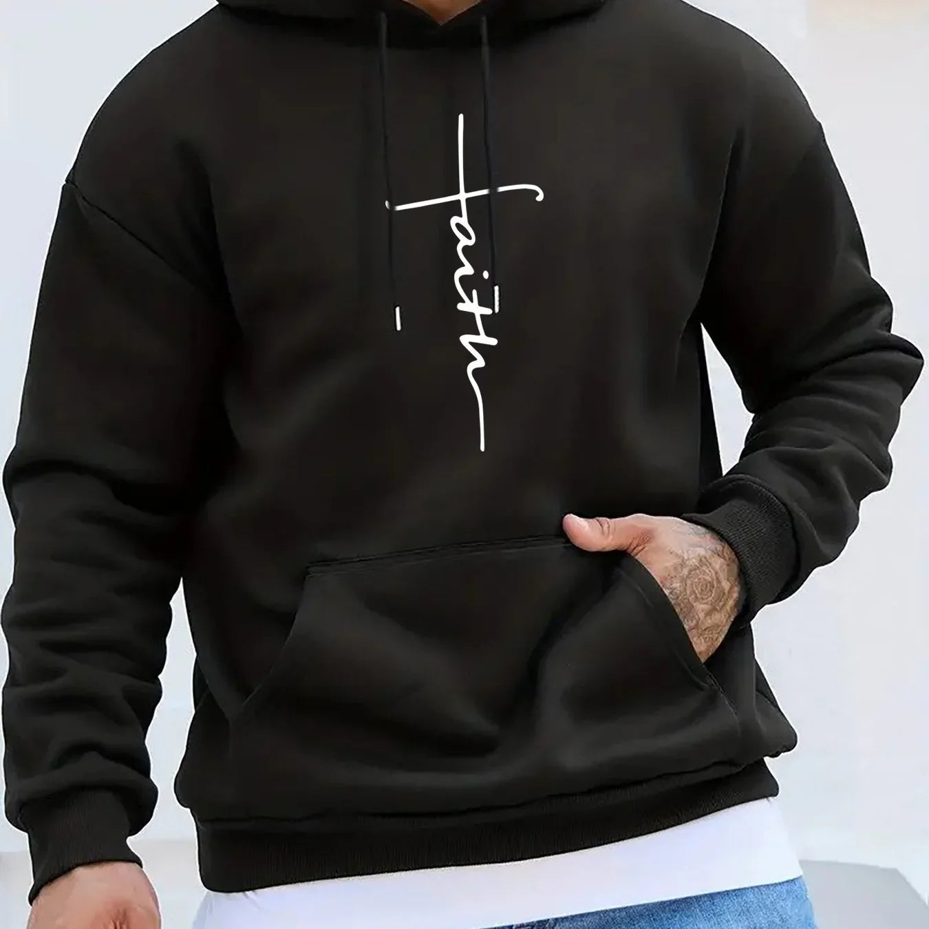 Black streetwear hoodie with white &