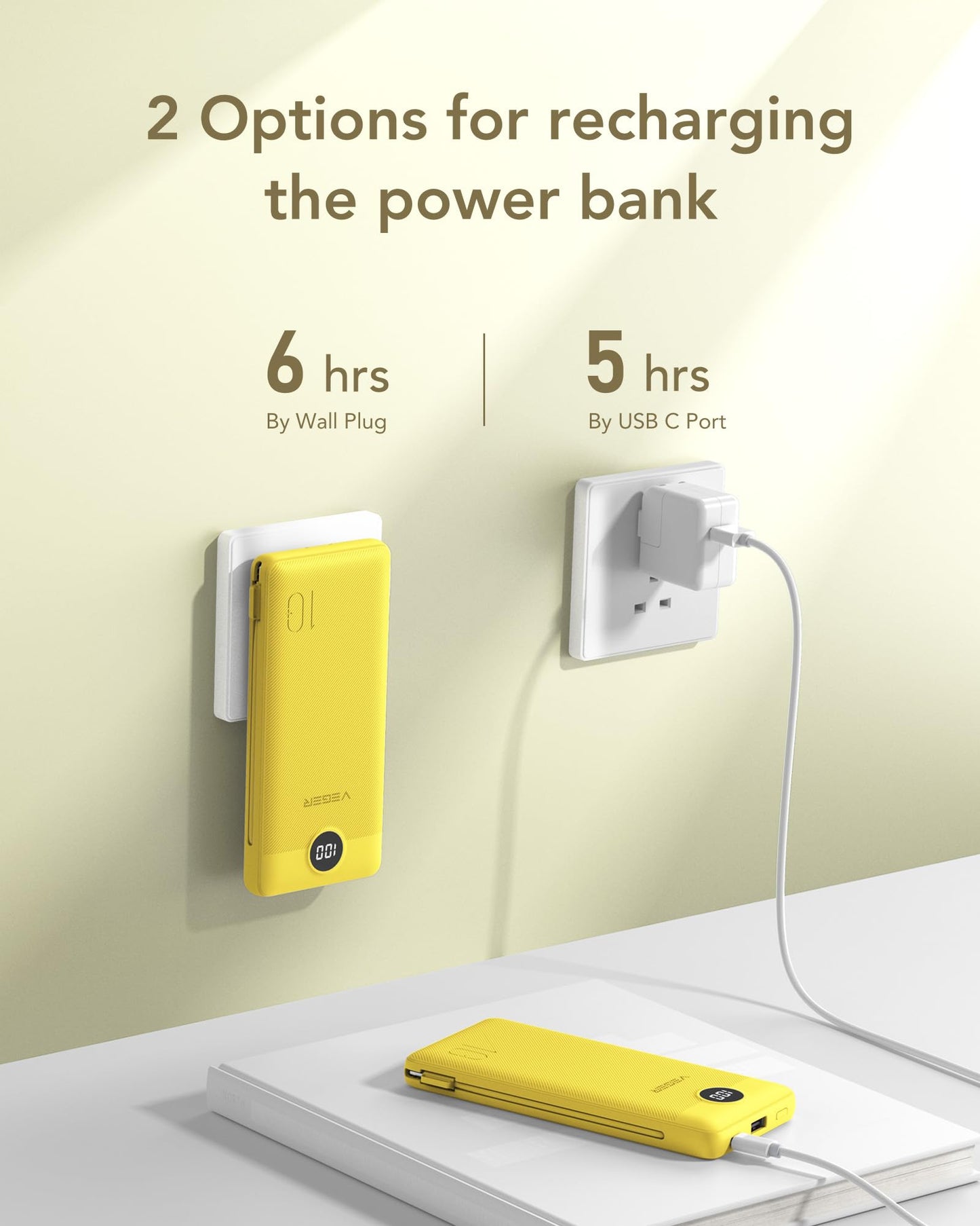 VEGER Portable Charger with Built in Cables