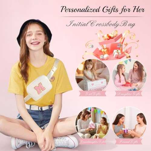 YOOLIFE Initial Crossbody Bag personalized embroidered belt bag for women and girls with adjustable strap and phone compartments