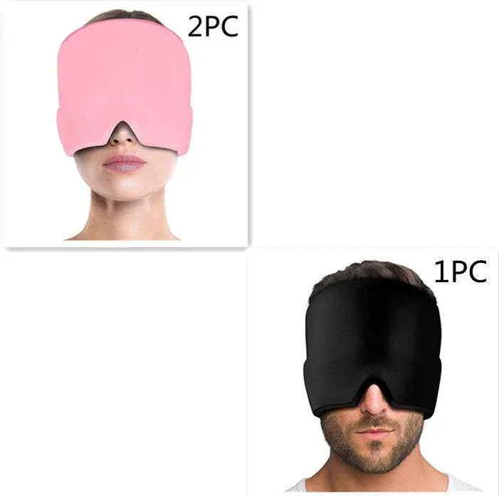 Soft oversized sleep mask in pink and black, covering eyes and nose, unisex fit.