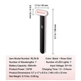 Black and rose gold handheld LED beauty device with power button, compact and slim design