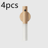 Minimalist wall hook set, light wood and white finish, modern home decor, 4 pieces